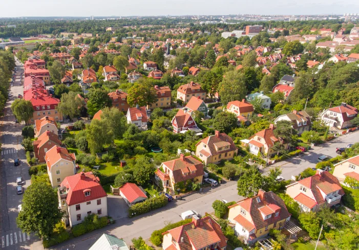 Vy över Enskede's villaområden